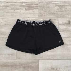 FOREVER 21 “no days off” black athletic shorts